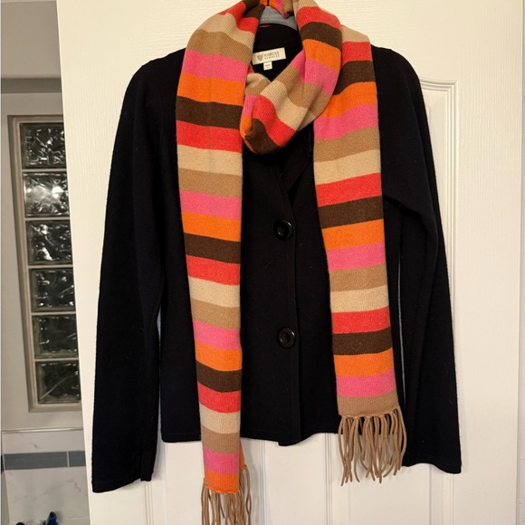 Kinross Cashmere Colorful Striped Extra Long Scarf with Fringe - Picture 9 of 10
